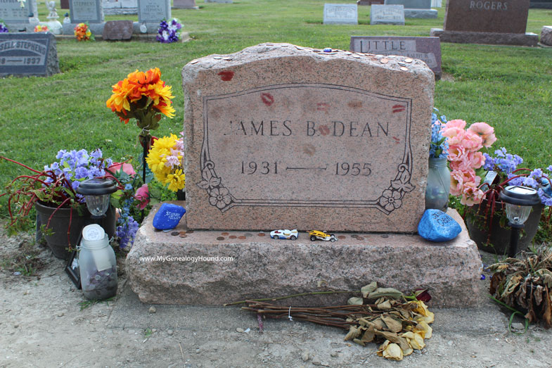 James Dean, grave and tombstone, Park Cemetery, Fairmount, Indiana.