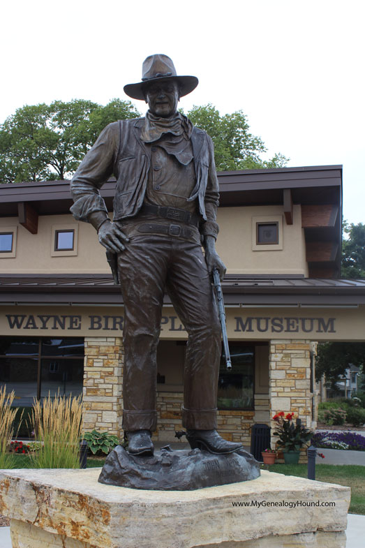 Statue of John Wayne at the John Wayne Birthplace Museum in Winterset, Iowa