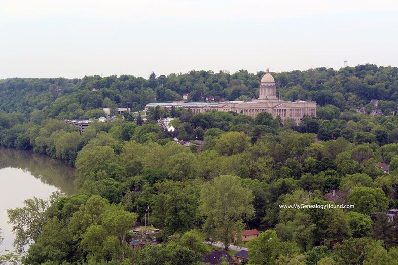 The Kentucky State Capitol at Frankfort, opposite of the Kentucky River as viewed from the Daniel Boone gravesite.