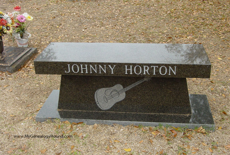 Haughton, Louisiana, Johnny Horton, Bench at the Tombstone and Grave, photo
