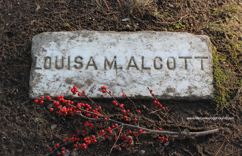 Concord, Massachusetts, Louisa May Alcott Tombstone and Grave, Sleepy Hollow Cemetery, photo, headstone