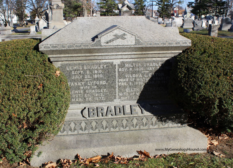 Springfield, Massachusetts, Milton Bradley, tombstone and grave, photo