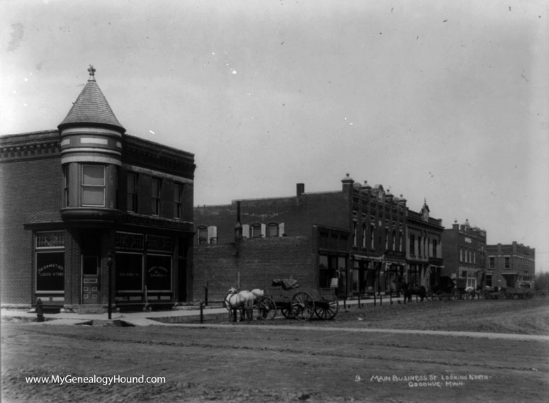 Goodhue, Minnesota, Main Business Street Looking North, 1908, historic photo