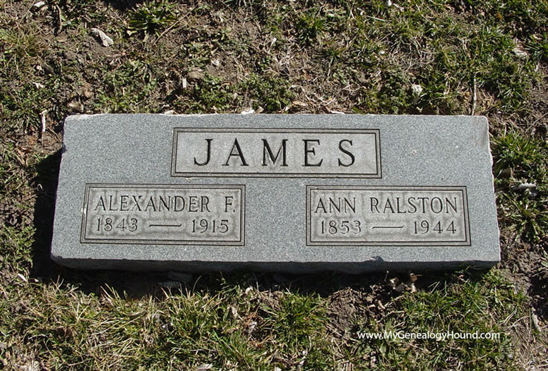 Frank James, tombstone and grave, James Gang, photo, Independence, Missouri