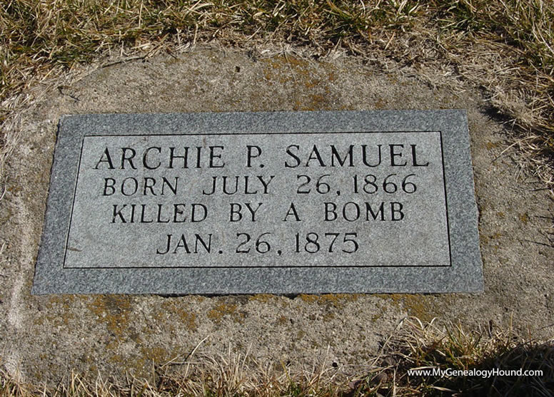 Kearney, Missouri, Archie P. Samuel tombstone and grave photo