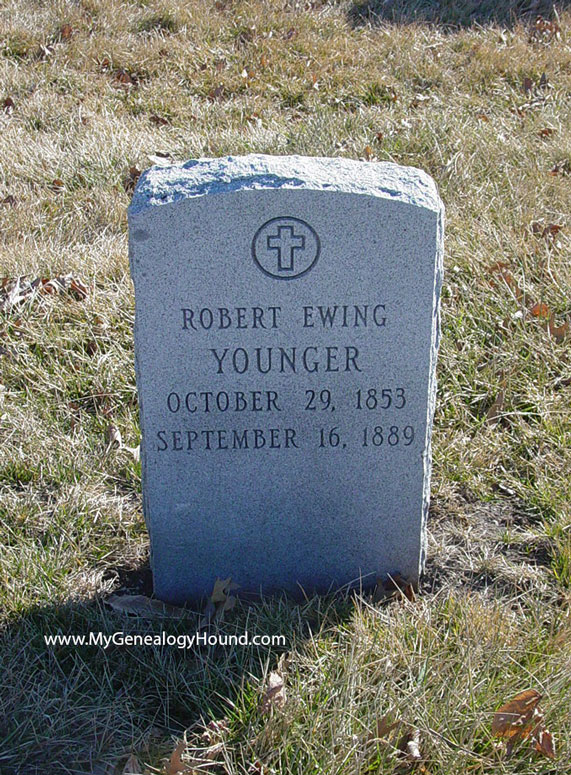 Lee's Summit, Missouri, Robert "Bob" Younger, tombstone and grave photo