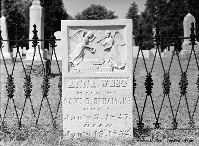 Lexington, Missouri, Tombstone and Grave of Anna West, Wife of Saml. B. Stramcke, historic photo, Machpelah Cemetery