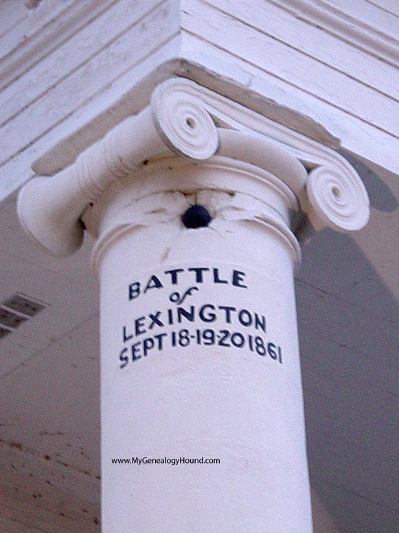 Lexington, Missouri, Lafayette County Courthouse with embedded cannonball, photo