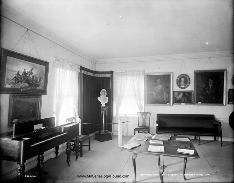 A 1901 photo of a drawing room in Ford Mansion, Morristown, New Jersey