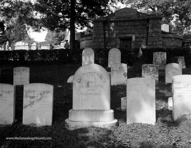 Sleepy Hollow, New York, Washington Irving, Grave and Tombstone, Sleepy Hollow Cemetery, historic photo