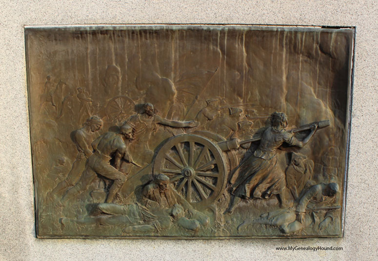 A plaque on the monument to Molly Pitcher - Mary McCauley