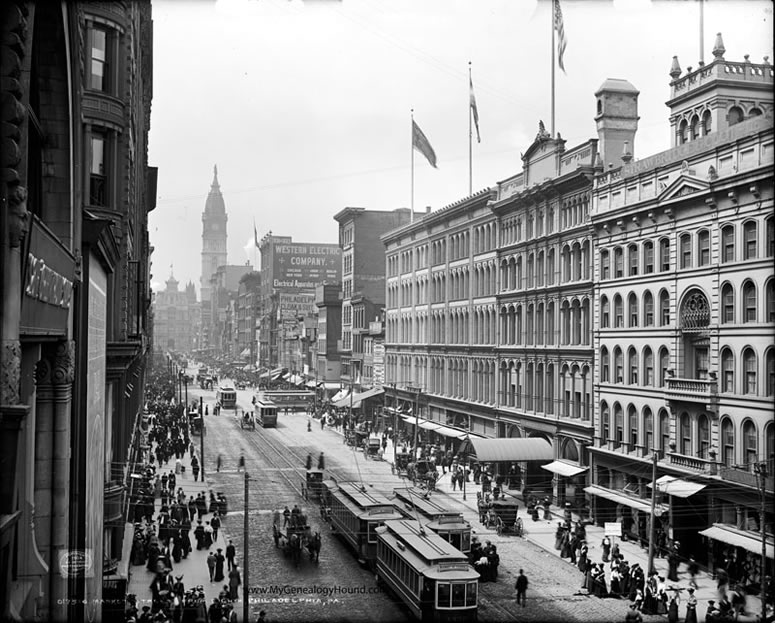 Philadelphia, Pennsylvania, Market Street from Eighth, 1904, historic photo