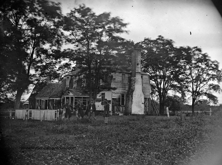 The Moore House in a photograph from the Civil War period, probably during 1862