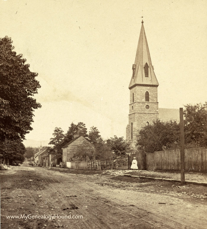 Shepherdstown, West Virginia, Church and Street View, 1861-1865, historic photo