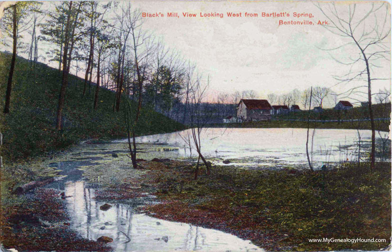 Bentonville, Arkansas, Black's Mill, View Looking West from Bartlett's Spring, vintage postcard photo