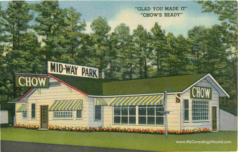 Boles, Arkansas, Mid-Way Park, Chow's Ready, vintage postcard, linen