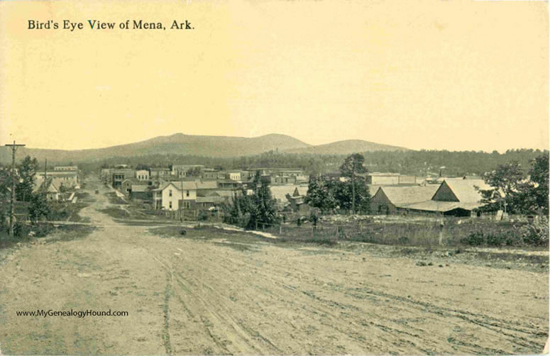 Mena, Arkansas, Birds Eye View, vintage postcard, historic photo