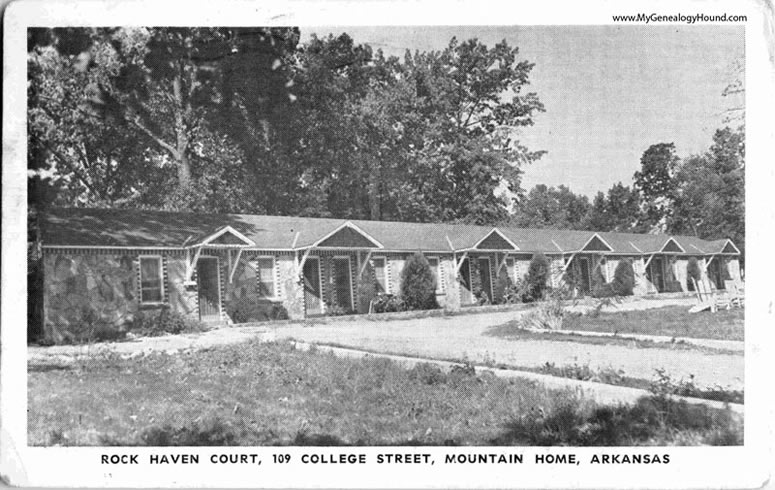 Mountain Home, Arkansas, Rock Haven Court, vintage postcard, historic photo