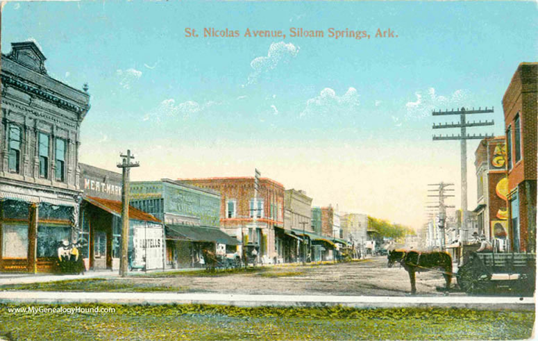 Siloam Springs, Arkansas, St. Nicolas Avenue, vintage postcard, historic photo