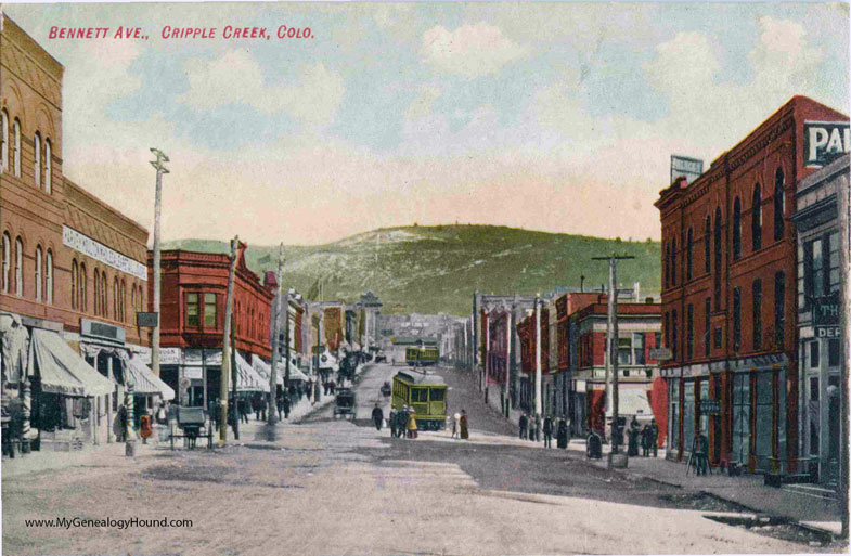 Bennett Avenue, Cripple Creek, Colorado. This postcard view is from about 1910