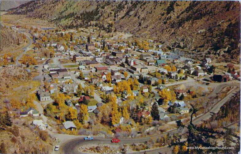 Georgetown, Colorado, Aerial View, vintage postcard, photo, 1950's