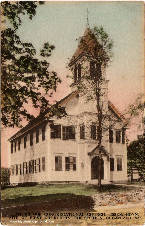 Essex, Connecticut, Centerbrook Congregational Church, vintage postcard, historic photo