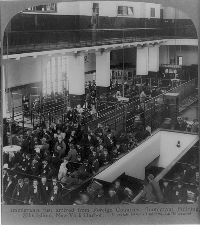 Ellis Island Immigrants Just Arrived Vintage Photograph