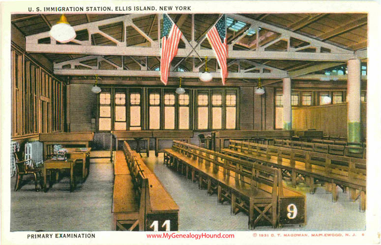 Ellis Island Primary Examination Vintage Postcard