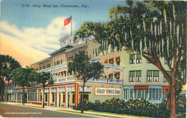 Clearwater, Florida, Gray Moss Inn, vintage postcard photo