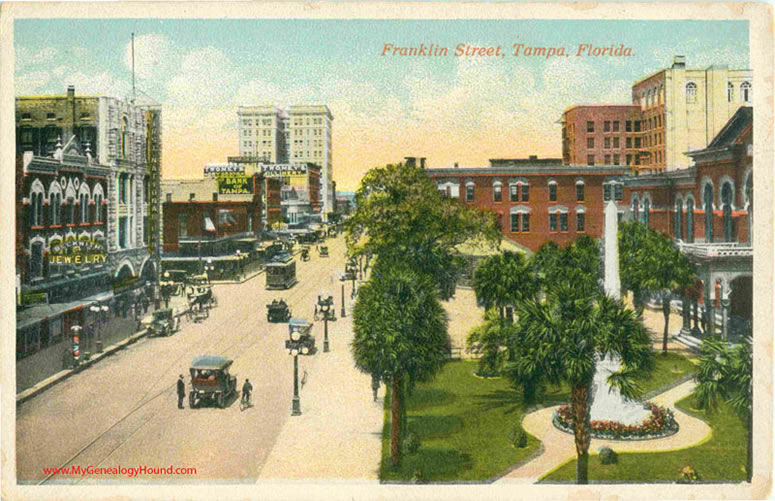 Tampa, Florida, Franklin Street, vintage postcard, historic photo