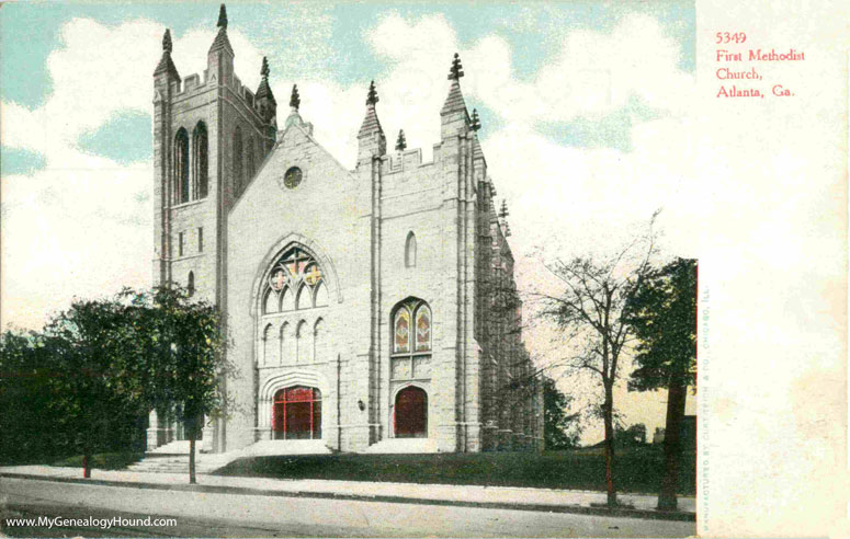 Atlanta, Georgia, First Methodist Church, vintage postcard photo