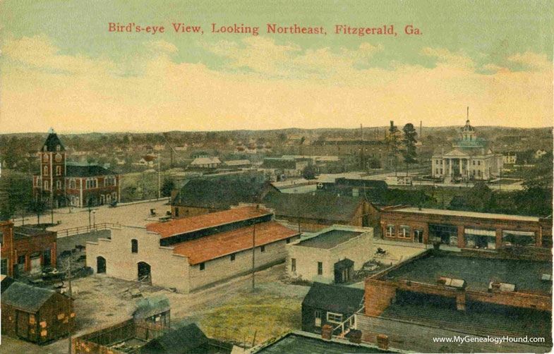Fitzgerald, Georgia, Bird's Eye View, Looking Northeast, vintage postcard photo