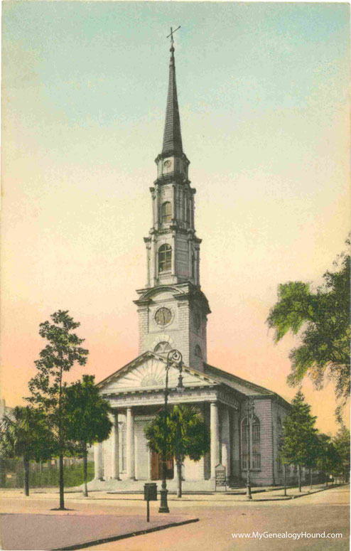 Savannah, Georgia, Independent Presbyterian Church, vintage postcard photo