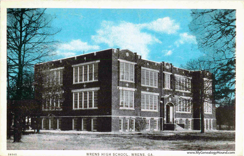 Wrens, Georgia, Wrens High School, vintage postcard photo