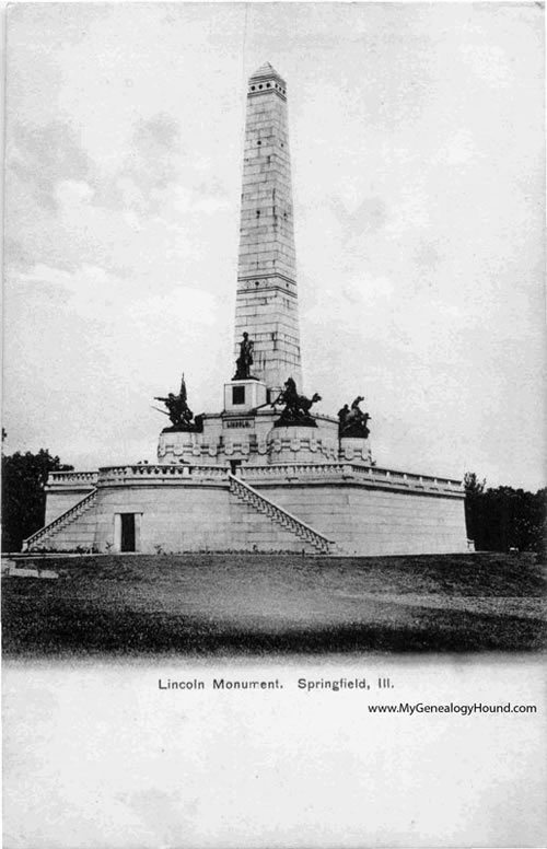 Springfield, Illinois, Abraham Lincoln, Monument, Tomb, Grave, Oak Ridge Cemetery, vintage postcard, historic photo