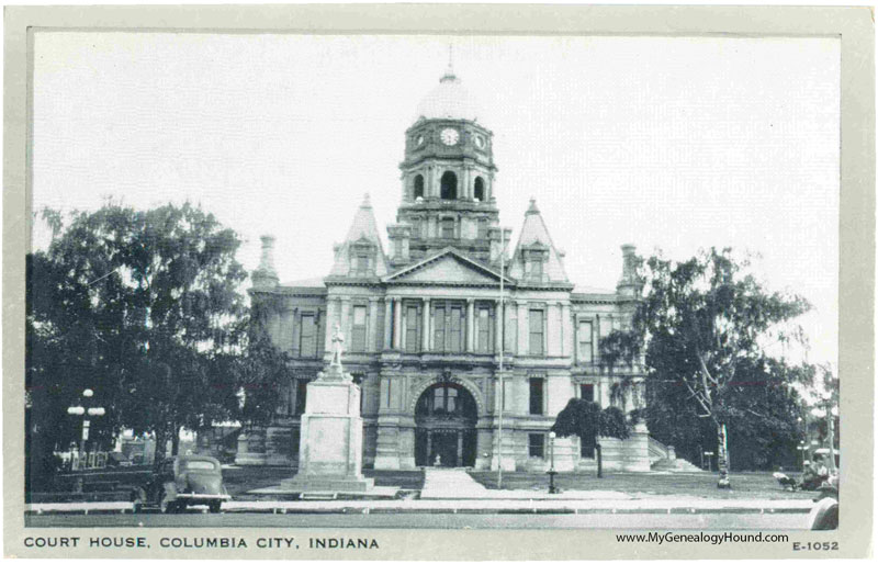 Columbia City, Indiana, Whitley County Court House, vintage postcard, historic photo