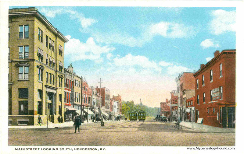 Henderson, Kentucky, Main Street Looking South, vintage postcard, historic photo
