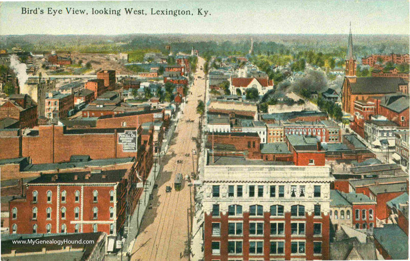 Lexington, Kentucky, Birds Eye View Looking West, vintage postcard, historic photo