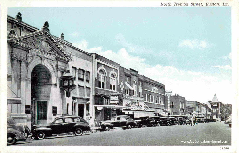 Ruston, Louisiana, North Trenton Street, vintage postcard photo