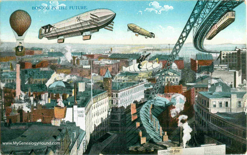 Boston, Massachusetts Boston in the Future vintage postcard, historic photo