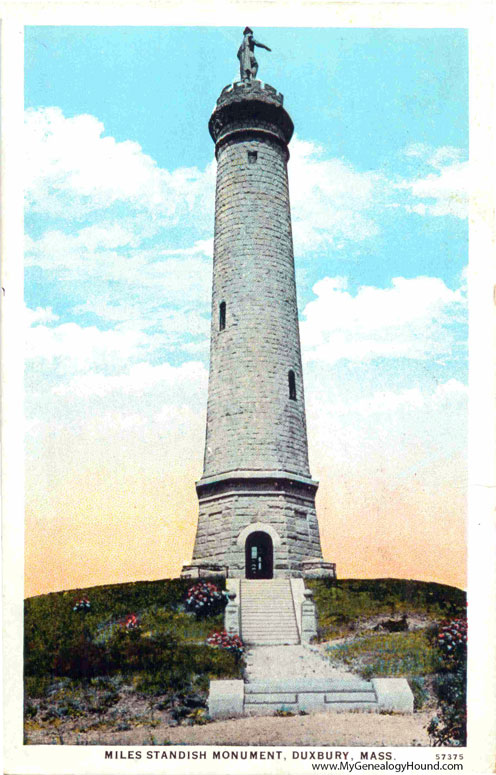 Duxbury, Massachusetts, Myles Standish Monument, vintage postcard photo