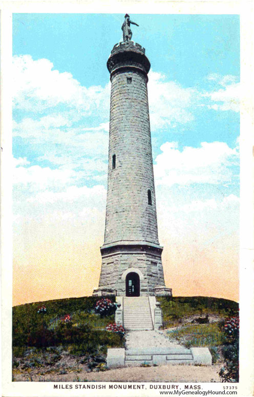 Duxbury, Massachusetts, Myles Standish Monument, vintage postcard photo