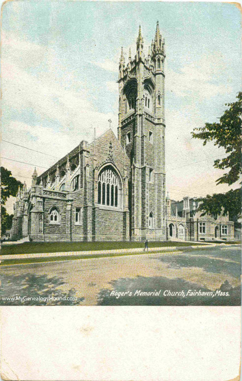 Fairhaven, Massachusetts Roger's Memorial Church, vintage postcard, historic photo