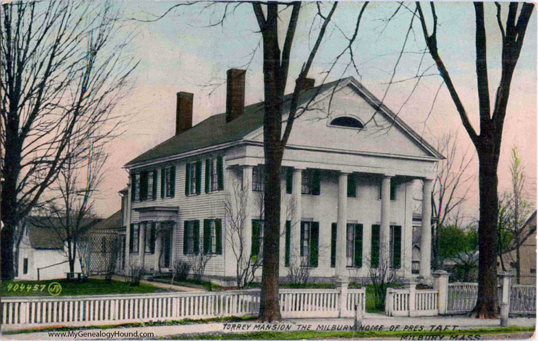 Milbury, Massachusetts, Torrey Mansion, Milbury Home of President Taft, vintage postcard photo