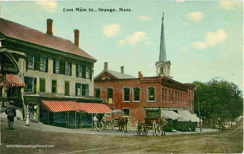 Orange, Massachusetts, East Main Street, vintage postcard, historic photo