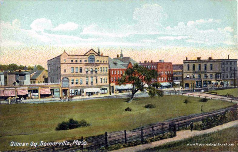 Somerville, Massachusetts, Gilman Square, vintage postcard photo