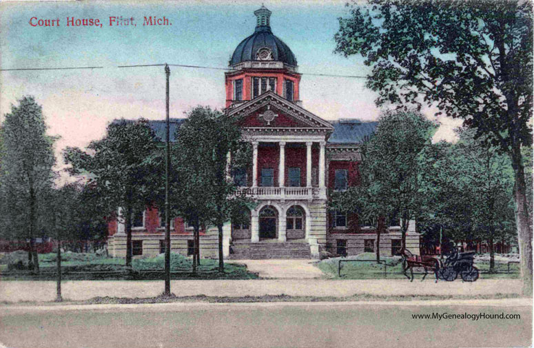 Flint, Michigan, Genesee County Court House, vintage postcard photo