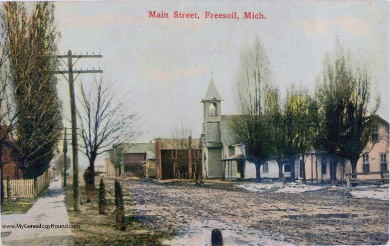 Freesoil, Michigan, Main Street, vintage postcard photo
