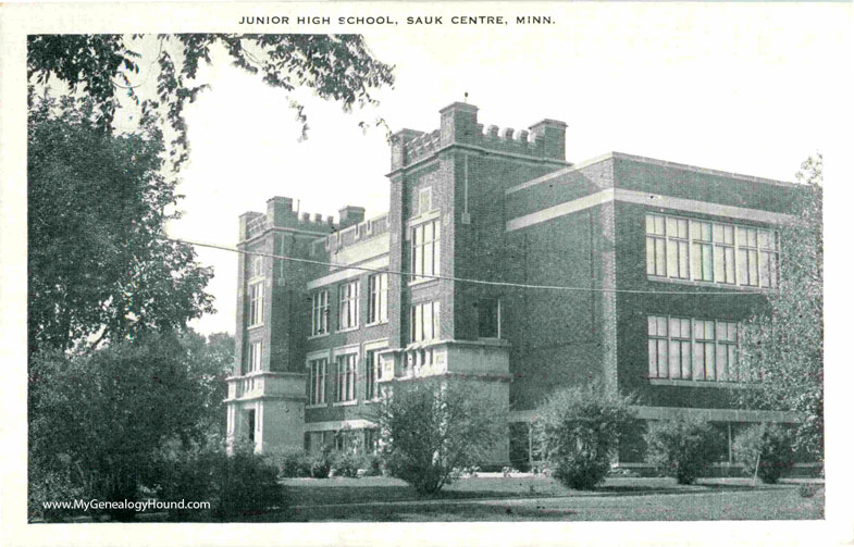 Sauk Centre, Minnesota, Junior High School, vintage postcard photo