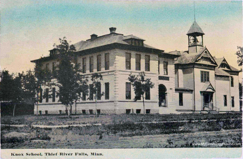 Thief River Falls, Minnesota, Knox School, vintage postcard photo